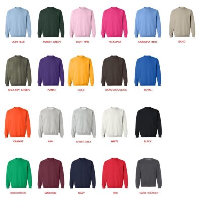 sweatshirt color chart - Hot Mulligan Shop